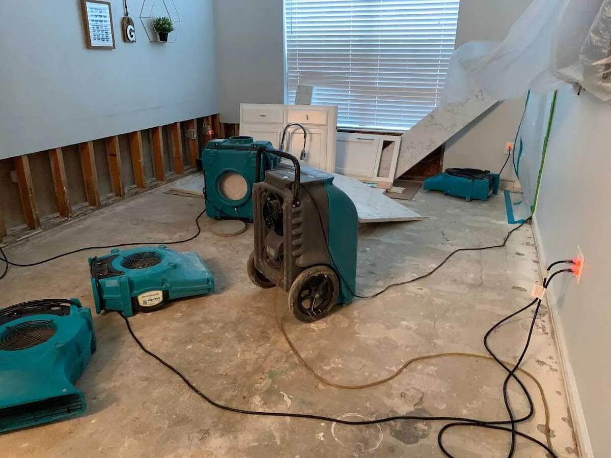 Dehumidifier in flood-cut room for Water Damage Restoration in Heber Springs